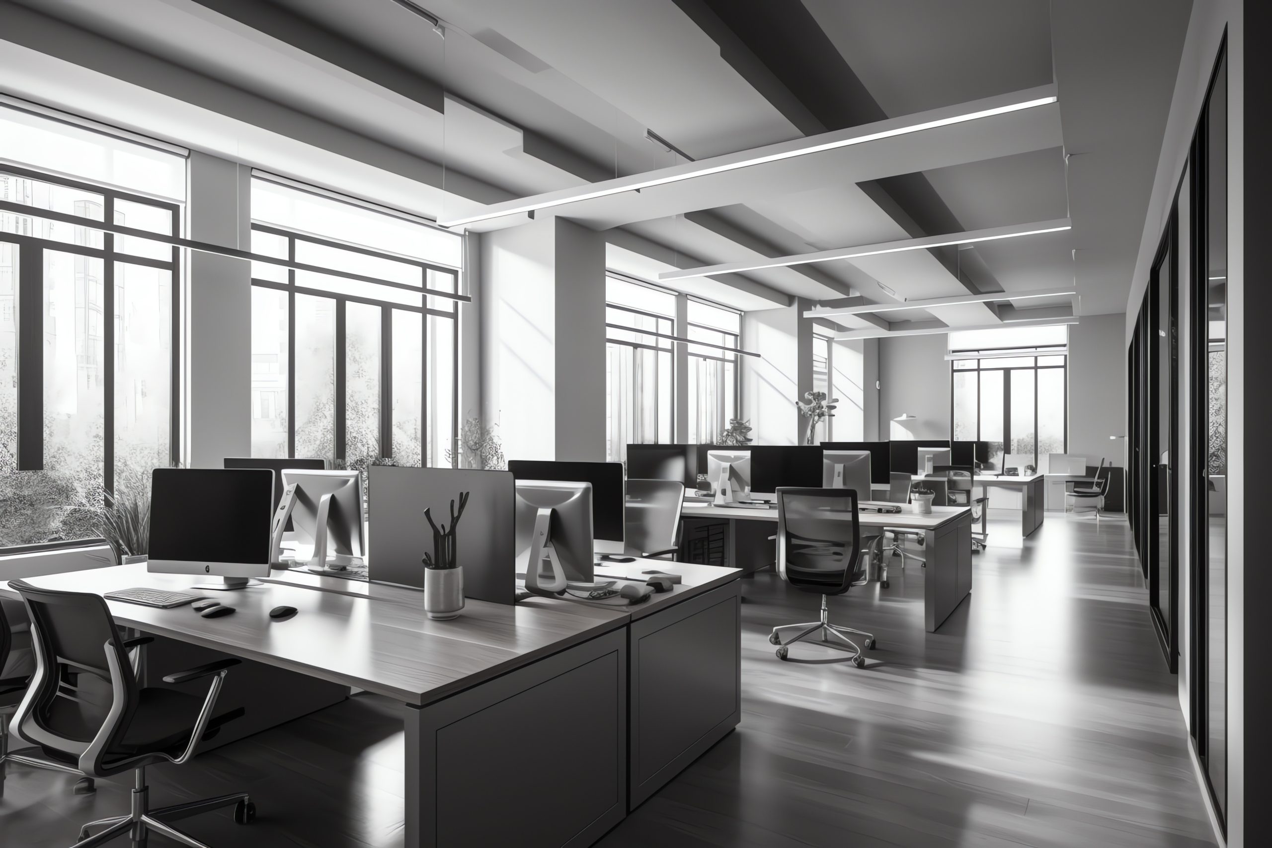 modern office interior, 3d rendering concept design